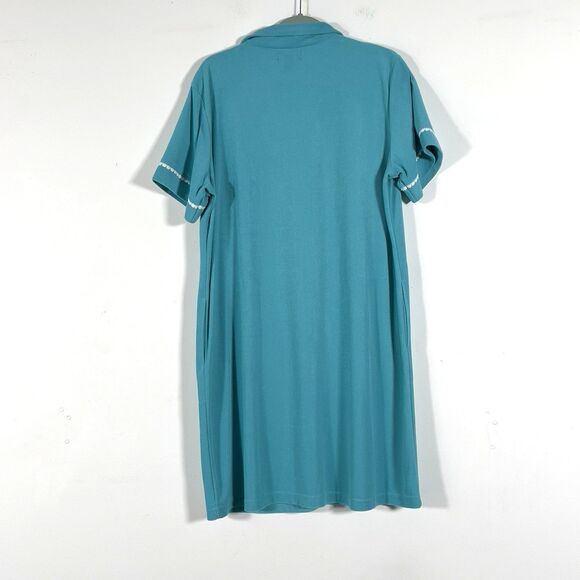 Miss Elaine Relax Full Zip Robe Dress Womens Sz XL Aqua Green Terrycloth Pockets - Picture 3 of 11